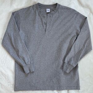 Aritzia TNA grey crew neck button down
